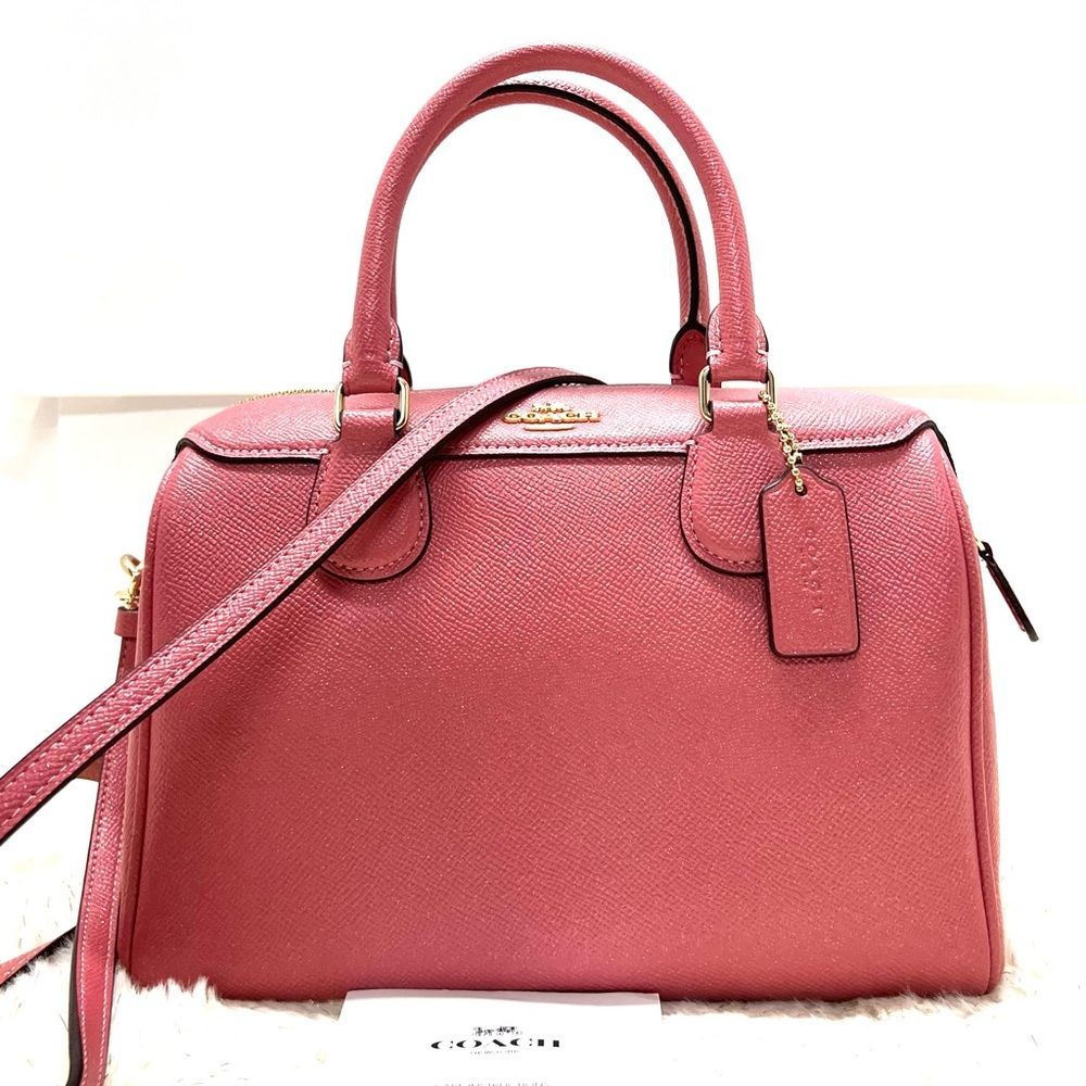 ➡️SALE!🔥NWT! Coach Mini Bennett Satchel Handbag Glitter Peony Msrp:$325.00